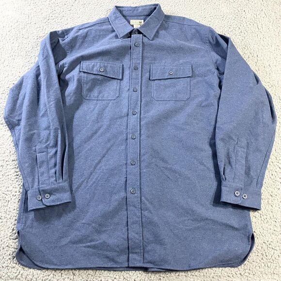 LL Bean Shirt Mens XLT Blue Chamois Flannel‎ Button Up Heavyweight Outdoor - Picture 1 of 6